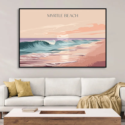 Myrtle Beach Ocean Sunrise Sitting Room - Black Canvas Wall Art