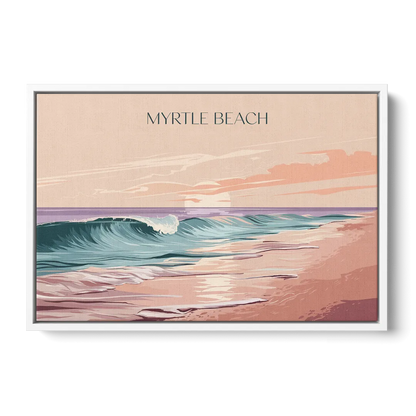Myrtle Beach Ocean Sunrise Front - White Canvas Wall Art