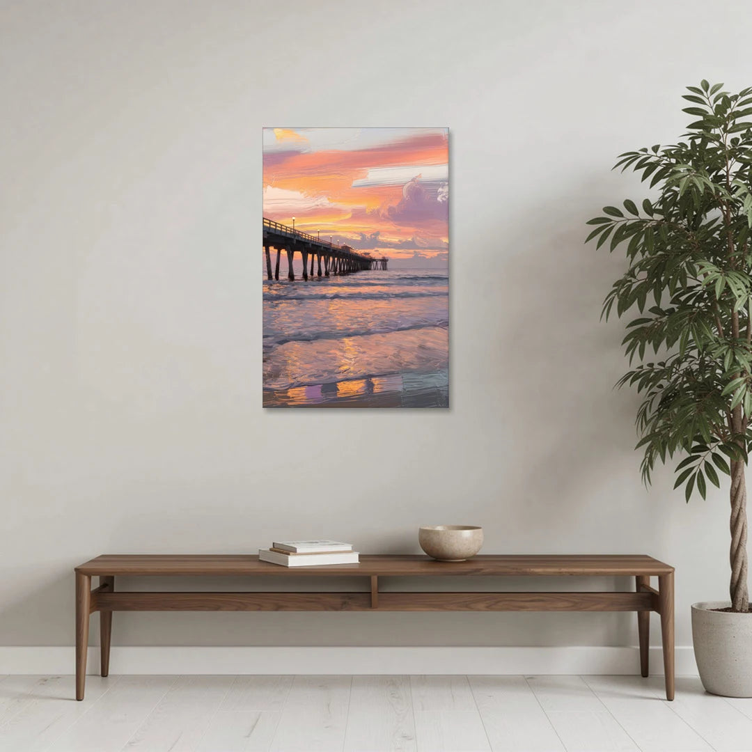 Myrtle Beach Pier at Sunset - Canvas Wall Art - Coffee Table - 24x36