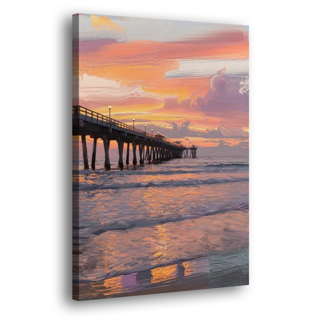 Myrtle Beach Pier at Sunset Side - Canvas Wall Art