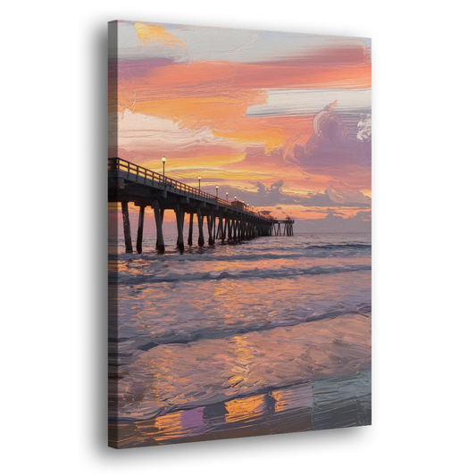 Myrtle Beach Pier at Sunset Side - Canvas Wall Art