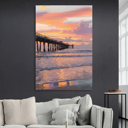 Myrtle Beach Pier at Sunset Sitting Room - Canvas Wall Art
