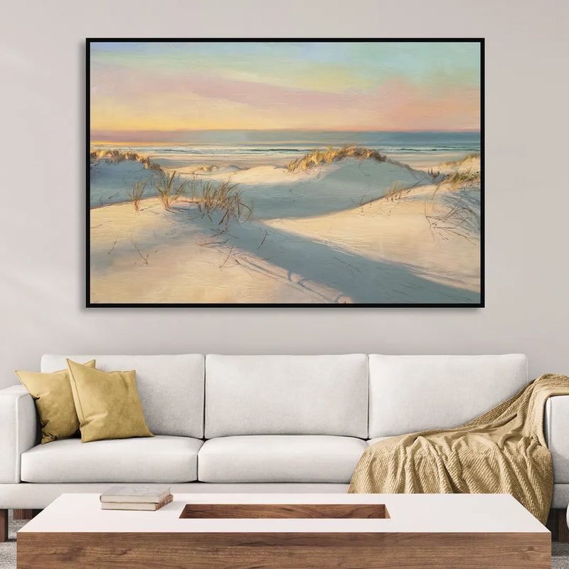 Myrtle Beach Sand Dunes Serenity Living Room - Black Canvas Wall Art