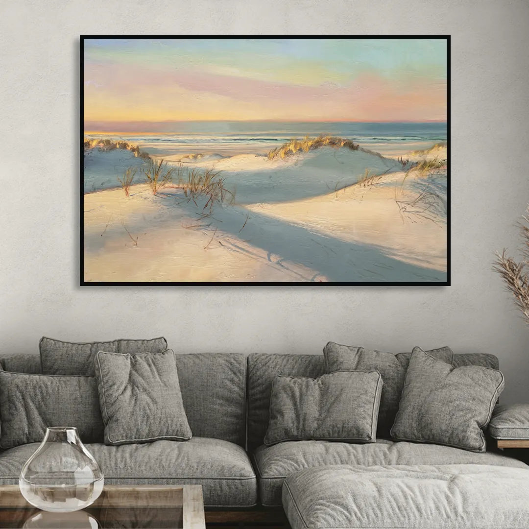 Myrtle Beach Sand Dunes Serenity Sitting Room - Black Canvas Wall Art