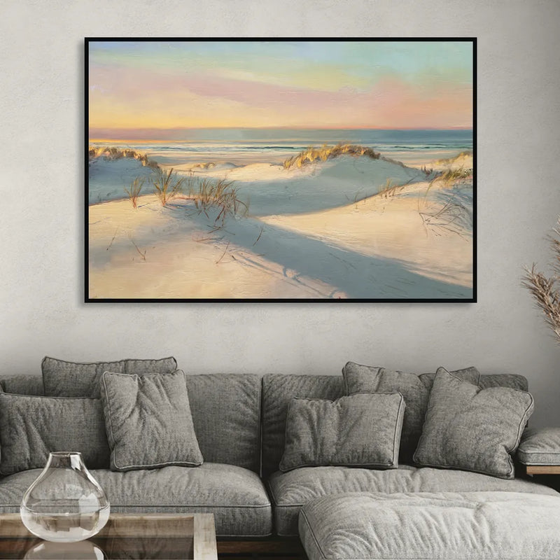 Myrtle Beach Sand Dunes Serenity Sitting Room - Black Canvas Wall Art