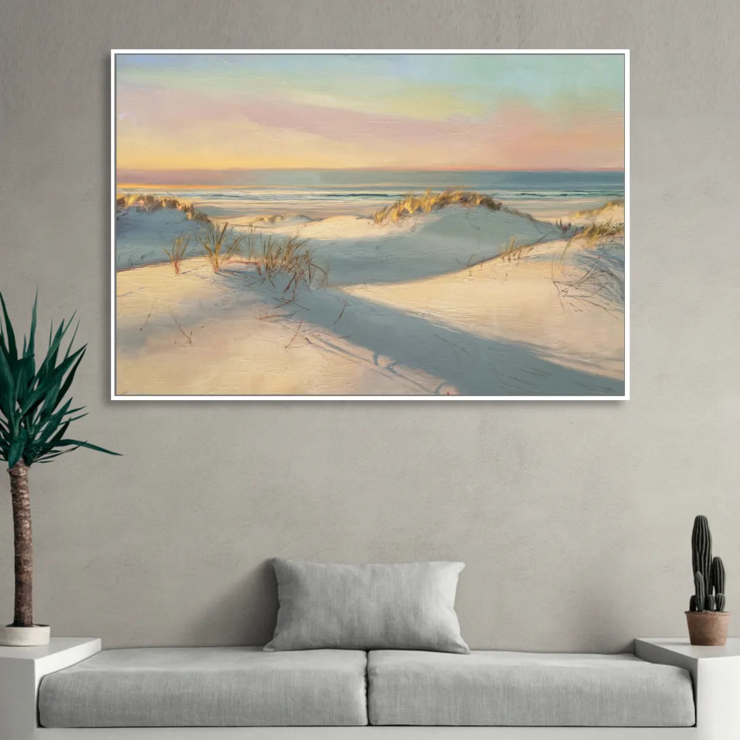 Myrtle Beach Sand Dunes Serenity Living Room - White Canvas Wall Art