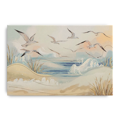 Myrtle Beach Seagulls In Flight Front - Canvas Wall Art