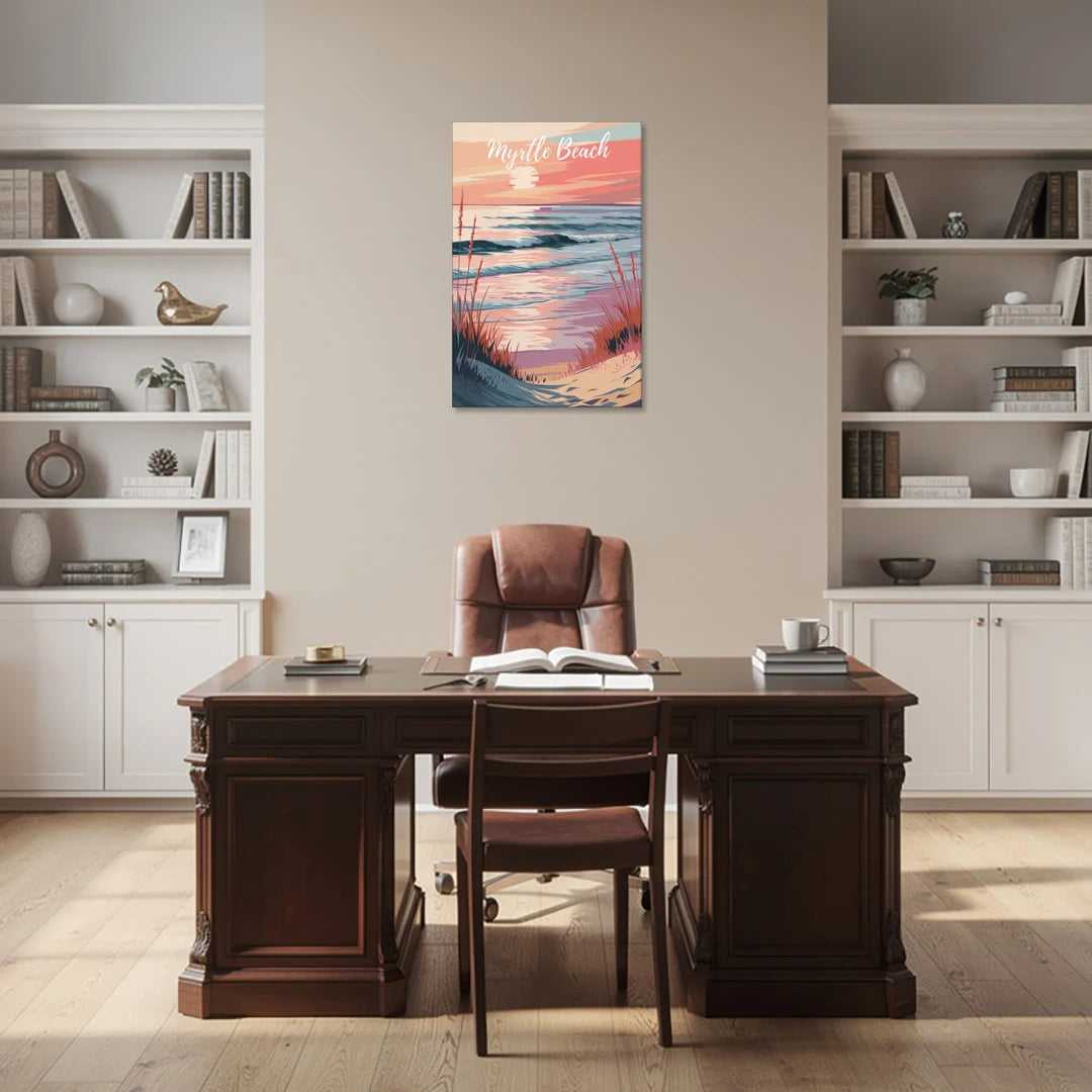 Myrtle Beach Sunset Reflections - Canvas Wall Art - Office - 24x36