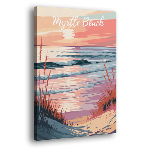 Myrtle Beach Sunset Reflections - Canvas Wall Art - Side