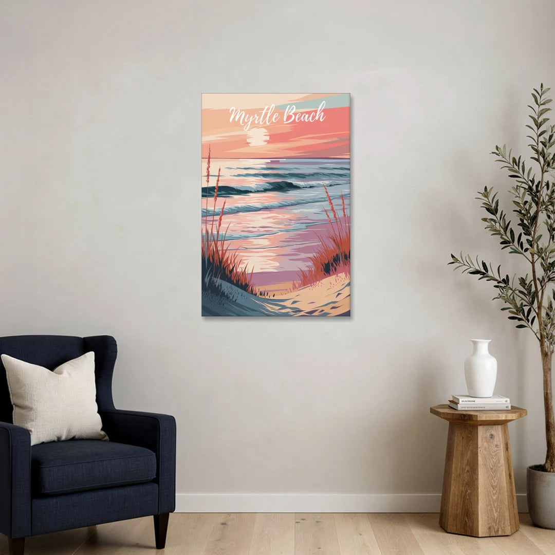Myrtle Beach Sunset Reflections - Canvas Wall Art - Sofa - 24x36