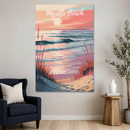 Myrtle Beach Sunset Reflections - Canvas Wall Art - Sofa - 40x60