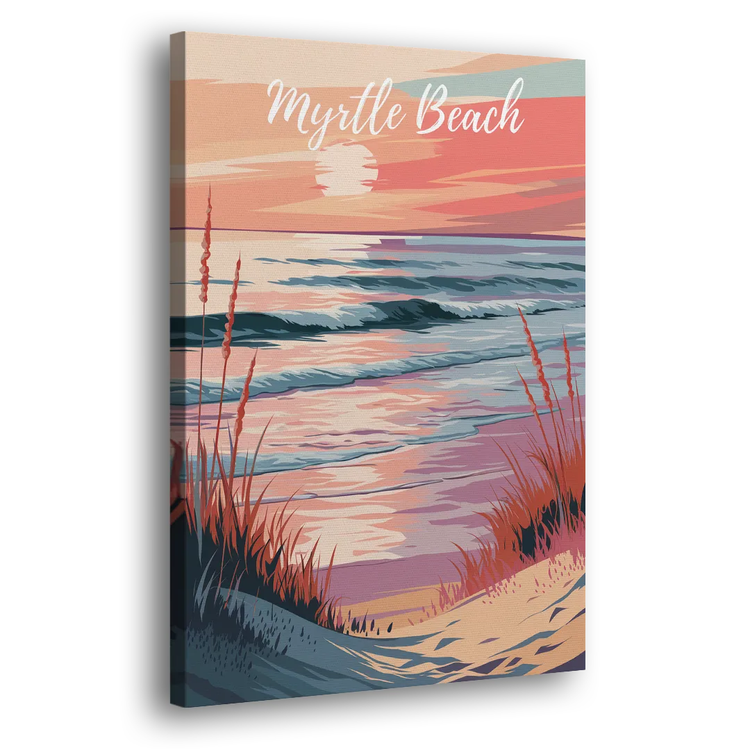 Myrtle Beach Sunset Reflections Side - Canvas Wall Art