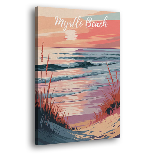 Myrtle Beach Sunset Reflections Side - Canvas Wall Art