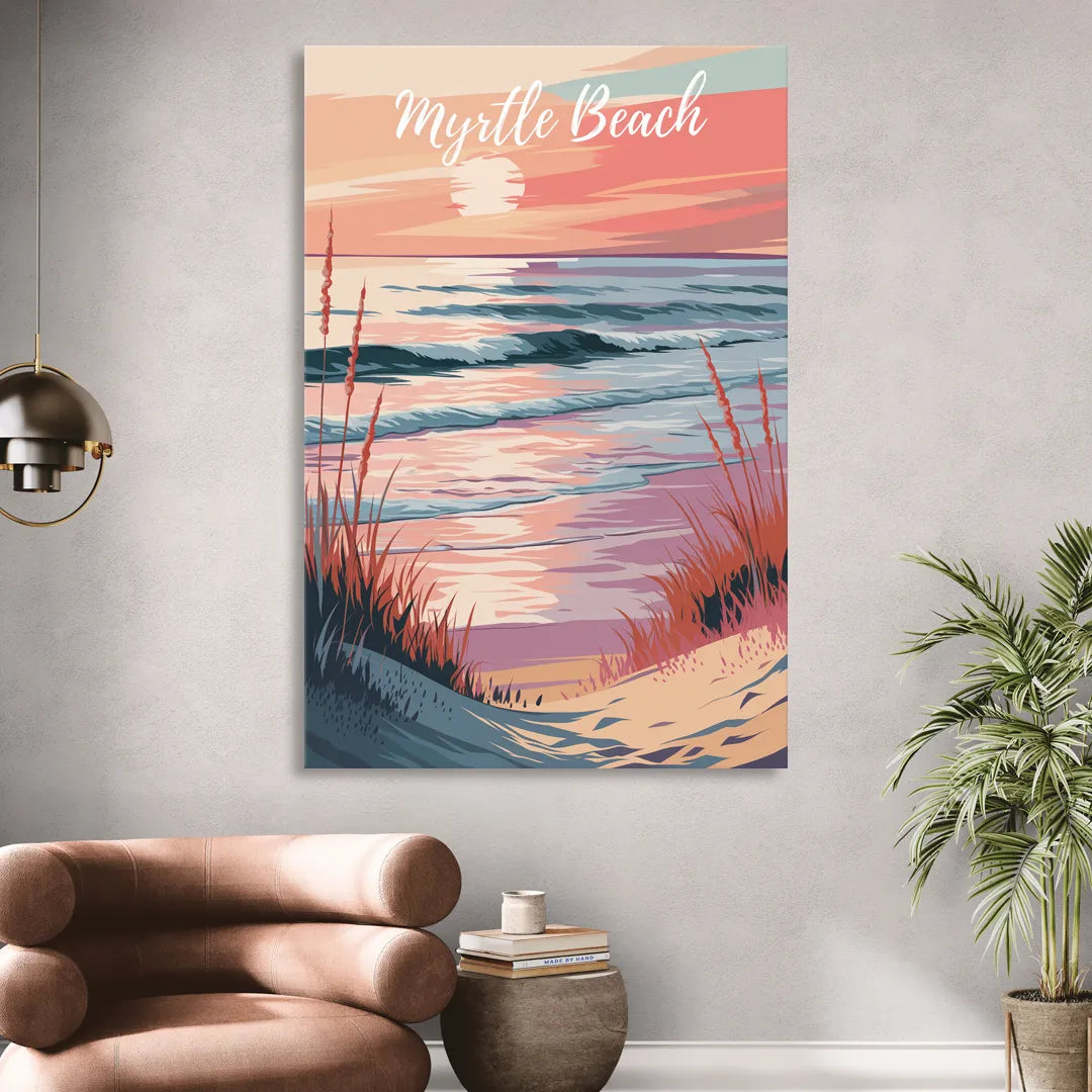 Myrtle Beach Sunset Reflections Sitting Room - Canvas Wall Art