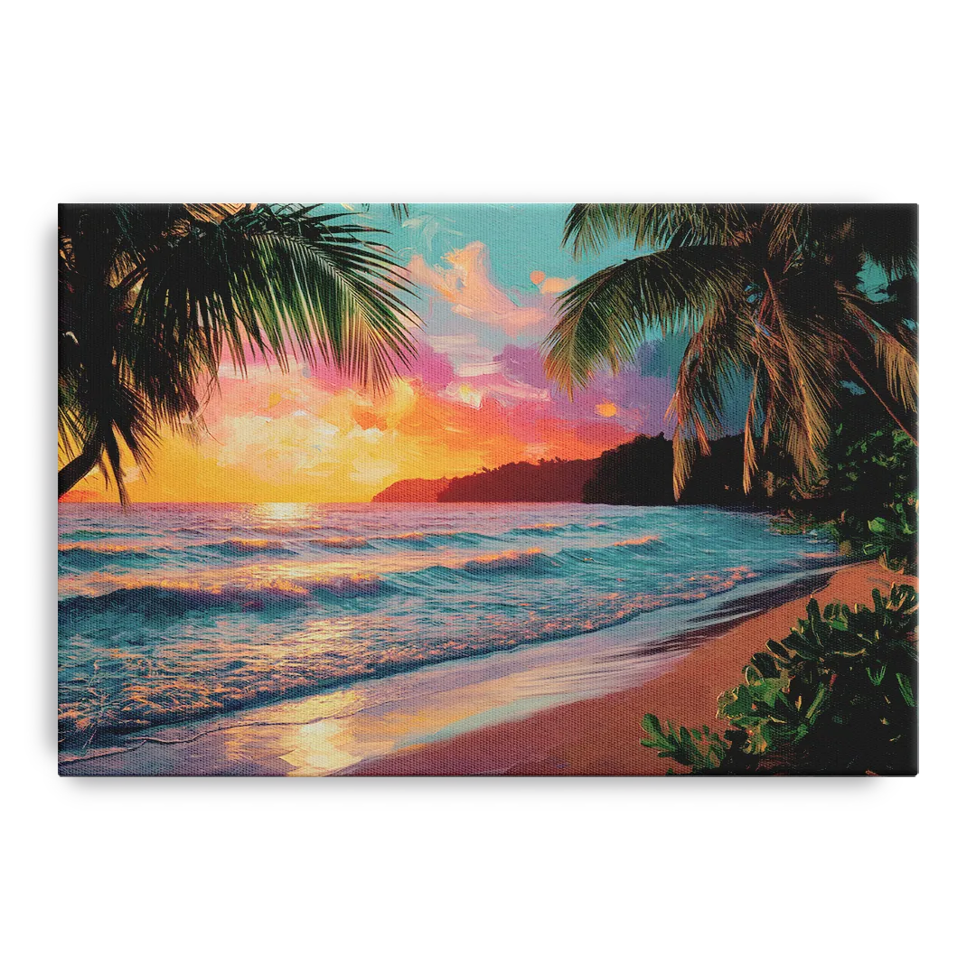 Myrtle Beach Waves And Palms Front - Canvas Wall Art