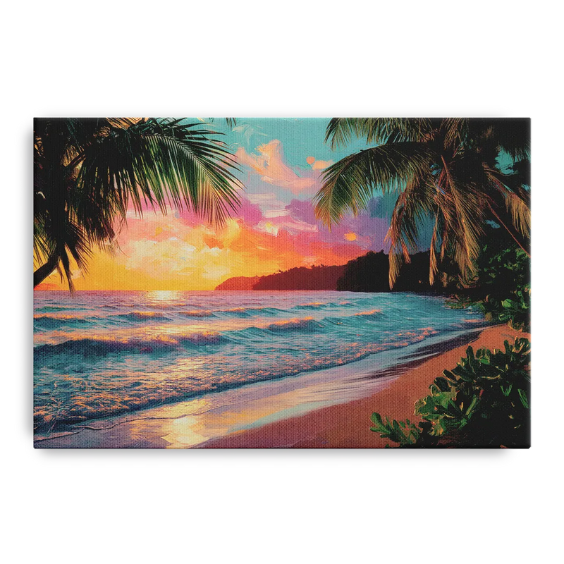 Myrtle Beach Waves And Palms Front - Canvas Wall Art