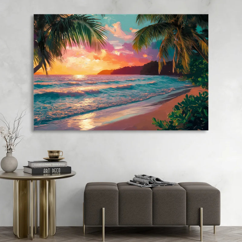 Myrtle Beach Waves And Palms Sitting Room - Canvas Wall Art