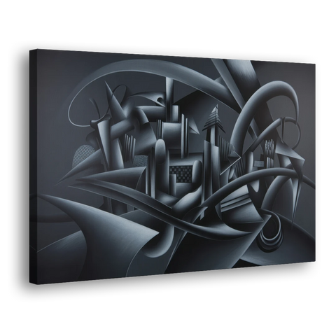 Mysterious Skyline Black Abstract - Canvas Wall Art - Side