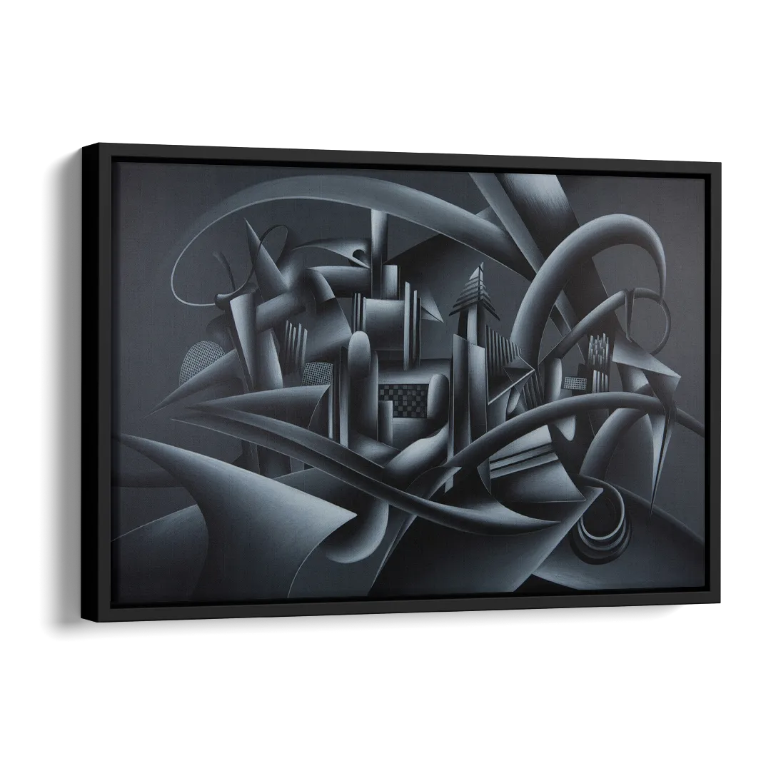 Mysterious Skyline Black Abstract Side - Black Canvas Wall Art
