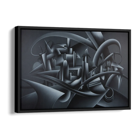 Mysterious Skyline Black Abstract Side - Black Canvas Wall Art