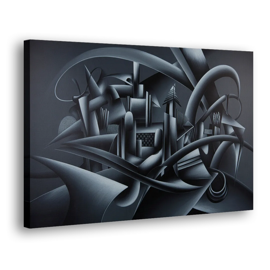 Mysterious Skyline Black Abstract Side - Canvas Wall Art