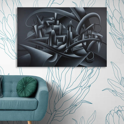 Mysterious Skyline Black Abstract Sitting Room - Canvas Wall Art