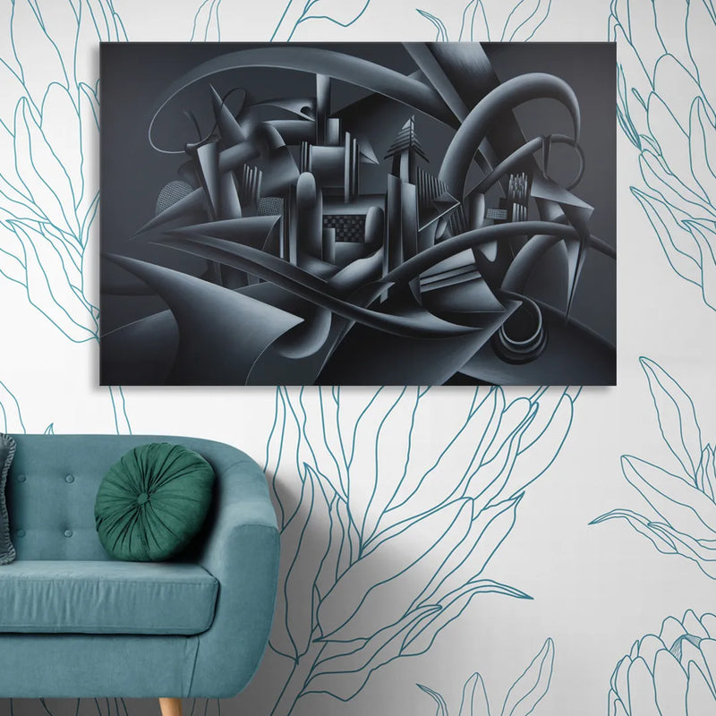 Mysterious Skyline Black Abstract Sitting Room - Canvas Wall Art
