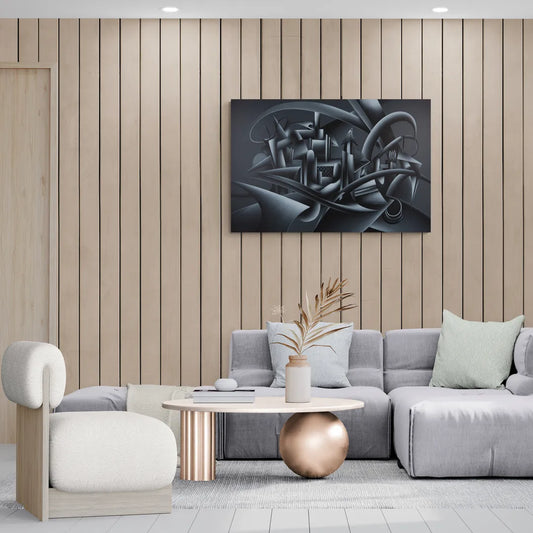 Mysterious Skyline Black Abstract - Canvas Wall Art Living Room