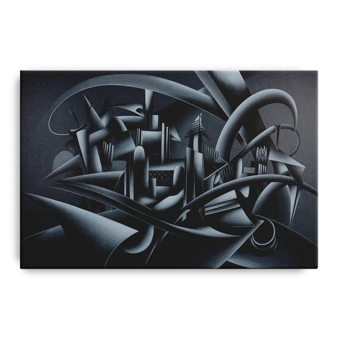 Mysterious Skyline Black Abstract Front - Canvas Wall Art