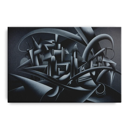 Mysterious Skyline Black Abstract Front - Canvas Wall Art