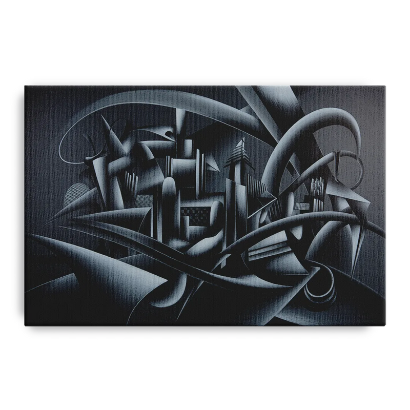 Mysterious Skyline Black Abstract Front - Canvas Wall Art