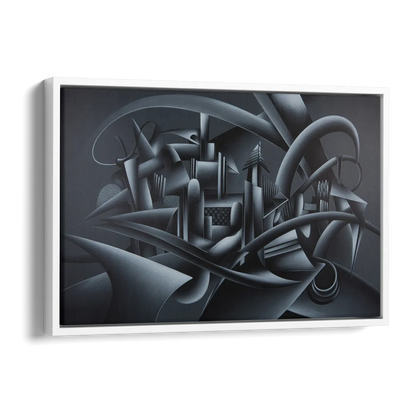 Mysterious Skyline Black Abstract Side - White Canvas Wall Art