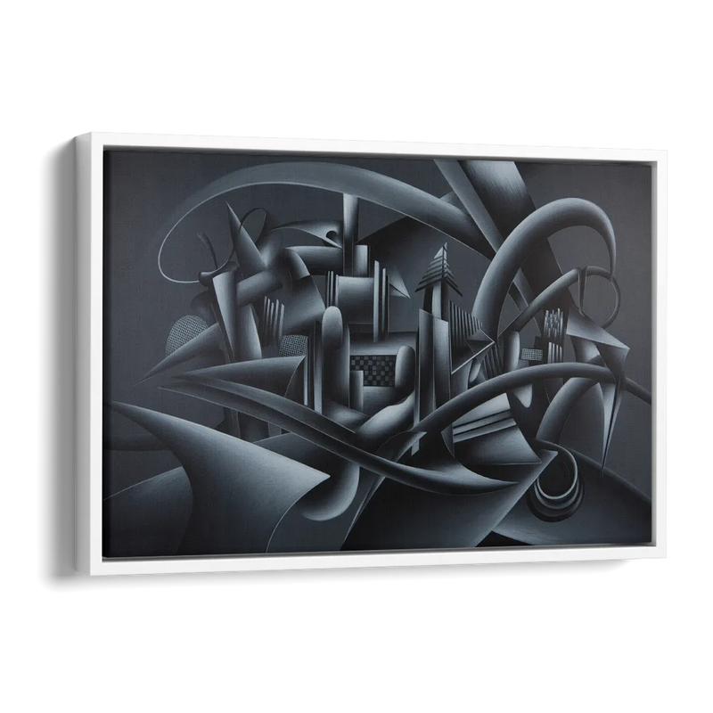 Mysterious Skyline Black Abstract Side - White Canvas Wall Art