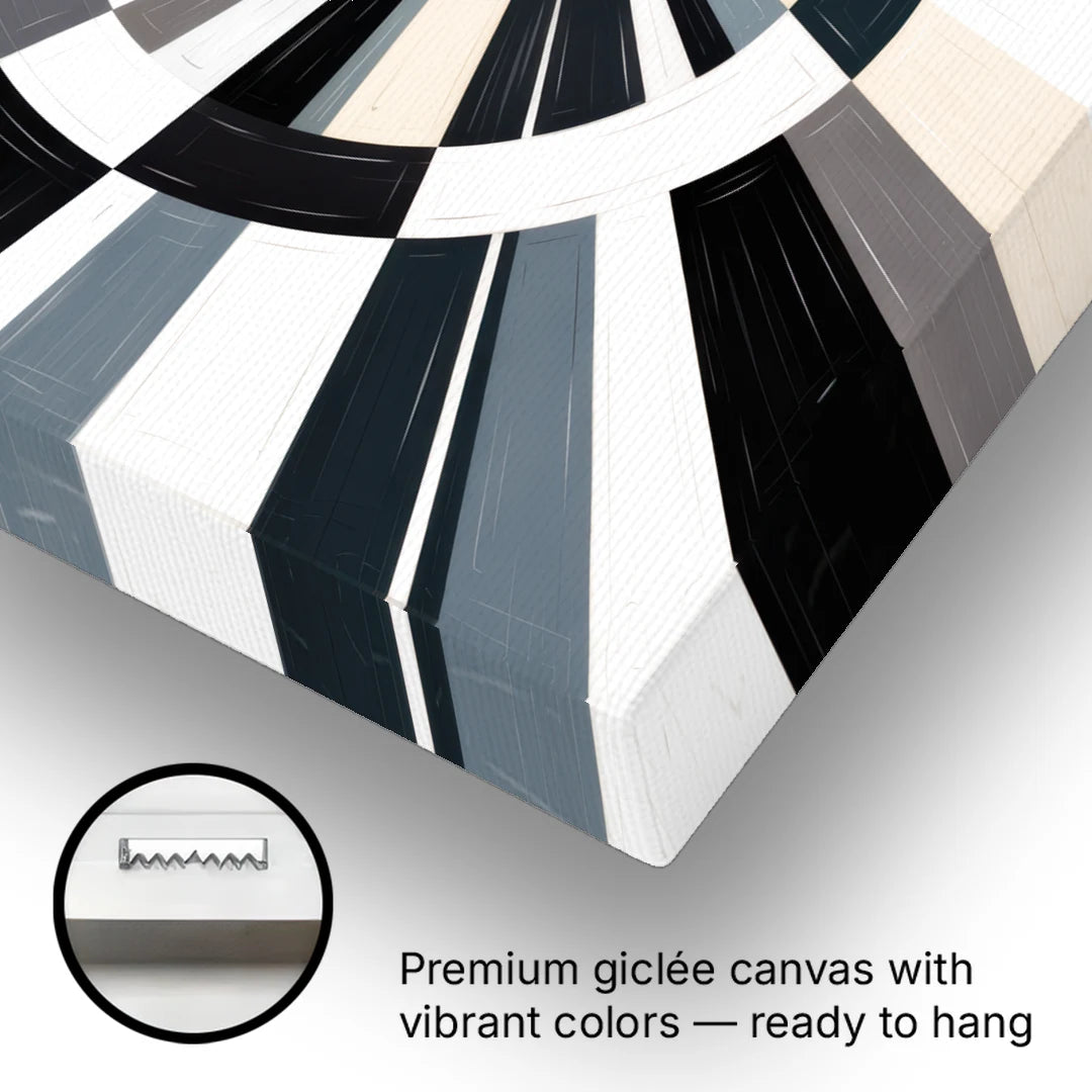 Mystic Geometric Black and White Abstract - Canvas Wall Art - Gallery Wrap Corner