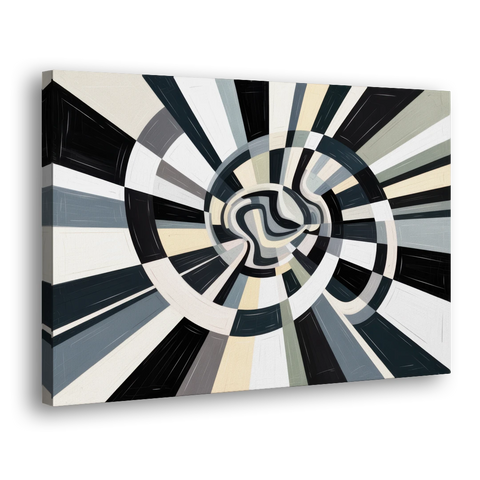 Mystic Geometric Black and White Abstract - Canvas Wall Art - Side