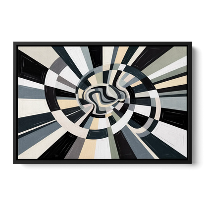 Mystic Geometric Black and White Abstract - Black Frame Canvas