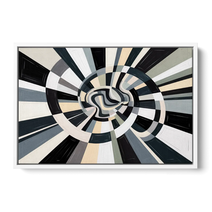 Mystic Geometric Black and White Abstract - White Frame Canvas