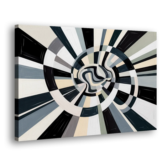 Mystic Geometric Black and White Abstract Side - Canvas Wall Art