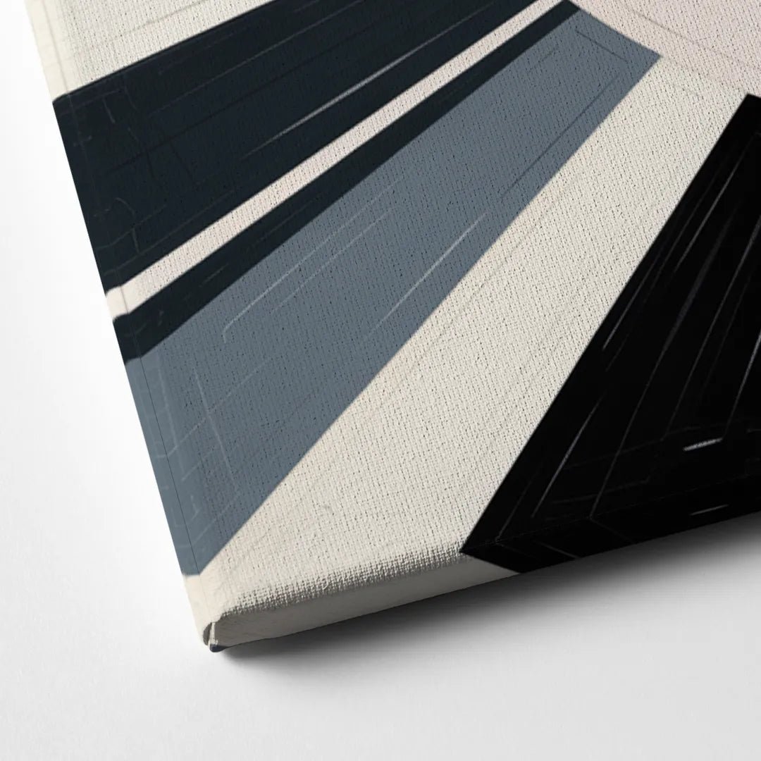 Mystic Geometric Black and White Abstract Canvas Close Up