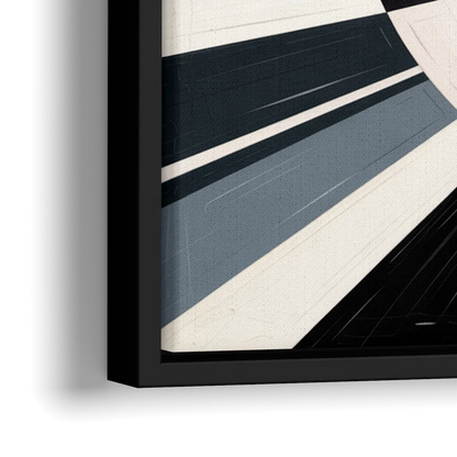 Mystic Geometric Black and White Abstract - Close-Up Black Frame Canvas