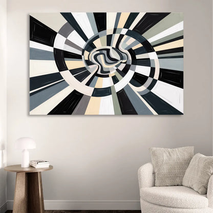 Mystic Geometric Black and White Abstract Sitting Room - Canvas Wall Art