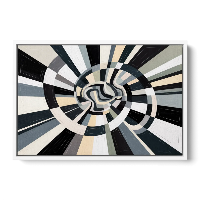 Mystic Geometric Black and White Abstract Front - White Canvas Wall Art