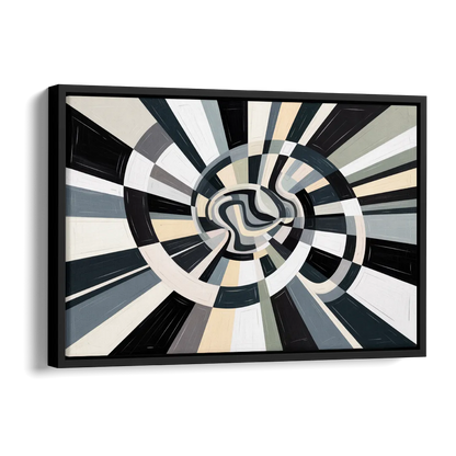 Mystic Geometric Black and White Abstract Side - Black Canvas Wall Art