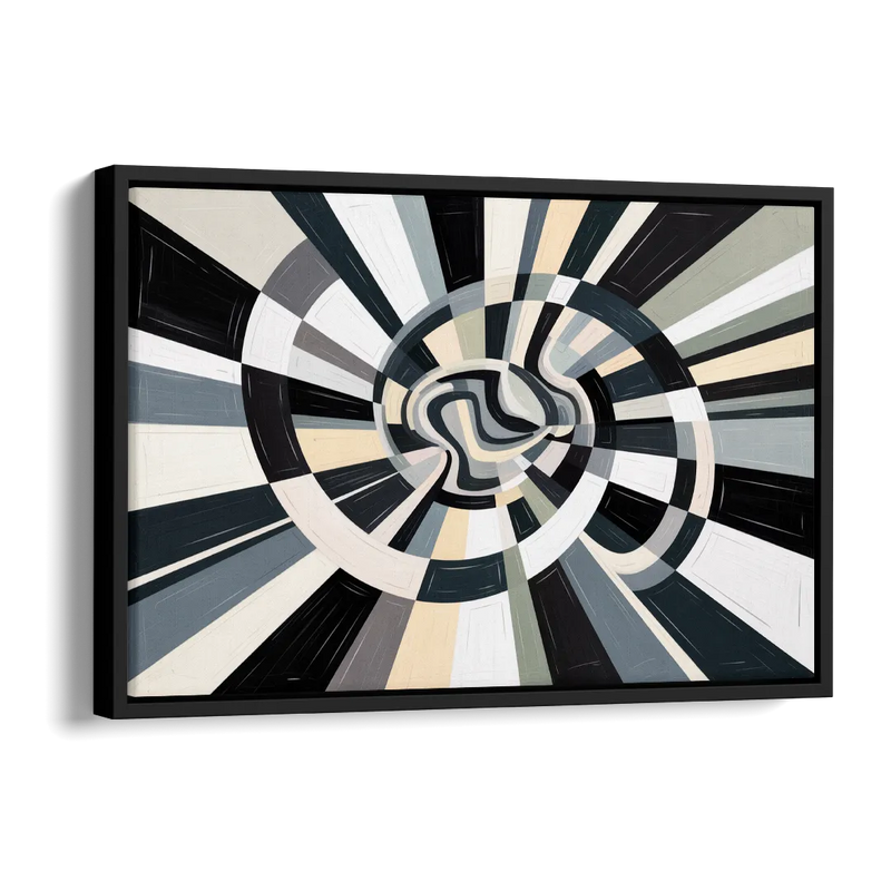 Mystic Geometric Black and White Abstract Side - Black Canvas Wall Art