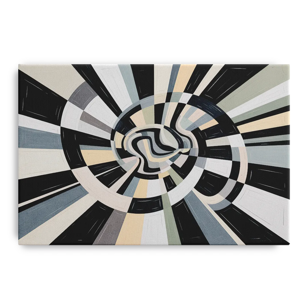 Mystic Geometric Black and White Abstract Front - Canvas Wall Art
