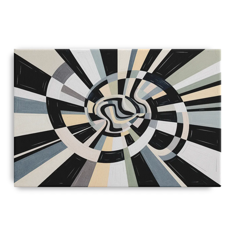 Mystic Geometric Black and White Abstract Front - Canvas Wall Art