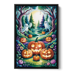Mystical Elegance Forest Halloween - Black Framed Canvas Wall Art - Front