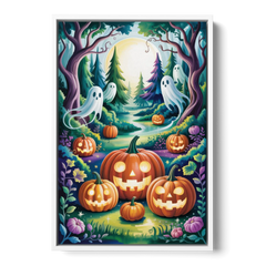 Mystical Elegance Forest Halloween - White Framed Canvas Wall Art - Front