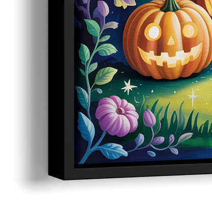 Mystical Elegance Forest Halloween - Close-Up Black Frame Canvas