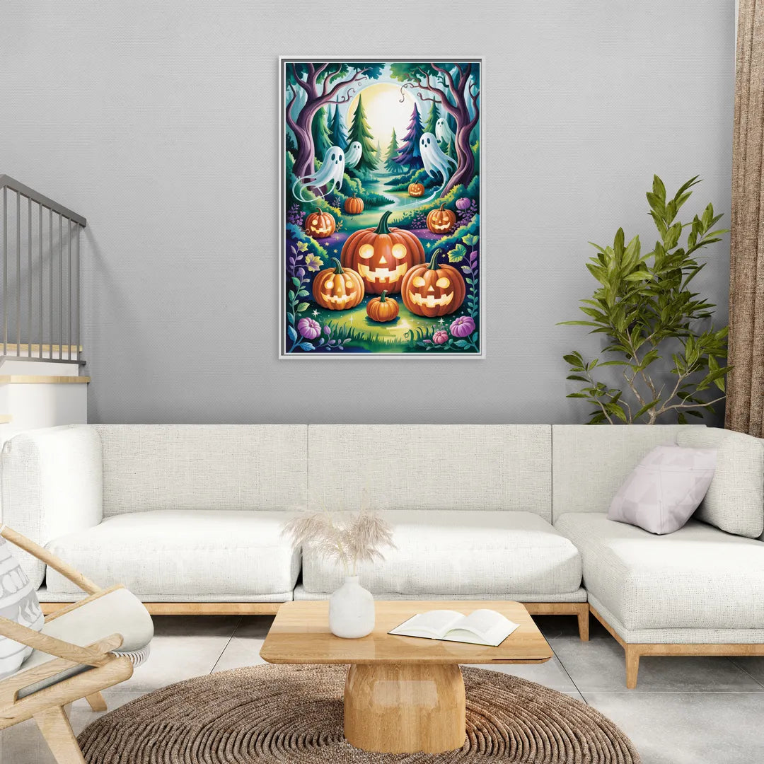 Mystical Elegance Forest Halloween - Living Room White Frame Canvas